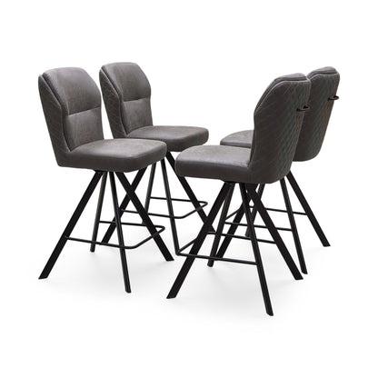 Bodahl ‘Terra’ Steel Grey Fabric Set of 4 Swivel Bar Stools