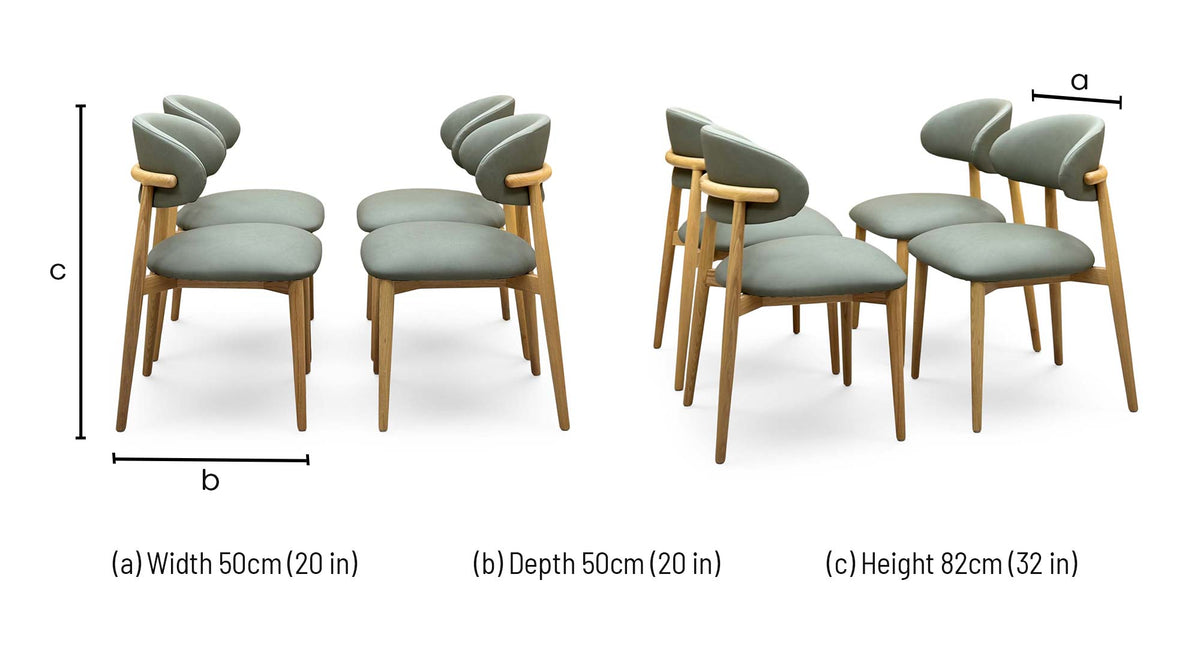 Riga olive green dining chair dimensions: width 50cm, depth 50cm, height 82cm