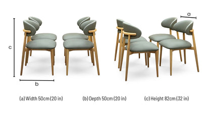 Riga olive green dining chair dimensions: width 50cm, depth 50cm, height 82cm