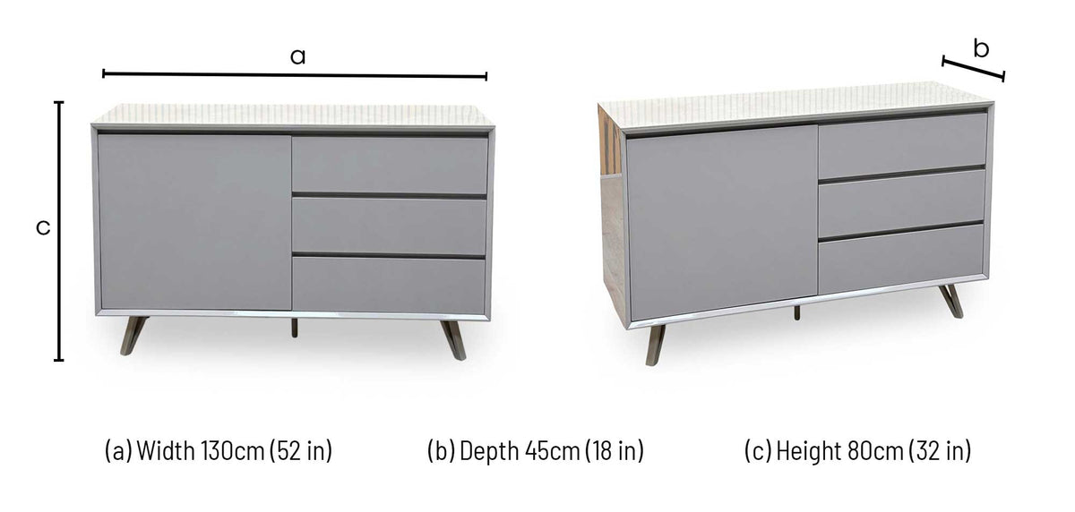 'Mirage’ Neutral Ceramic Top 1 Door 3 Drawer Sideboard
