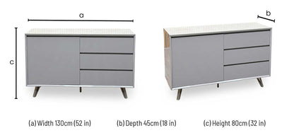 'Mirage’ Neutral Ceramic Top 1 Door 3 Drawer Sideboard