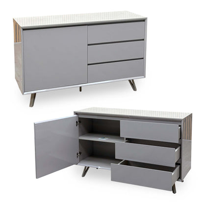 'Mirage’ Neutral Ceramic Top 1 Door 3 Drawer Sideboard