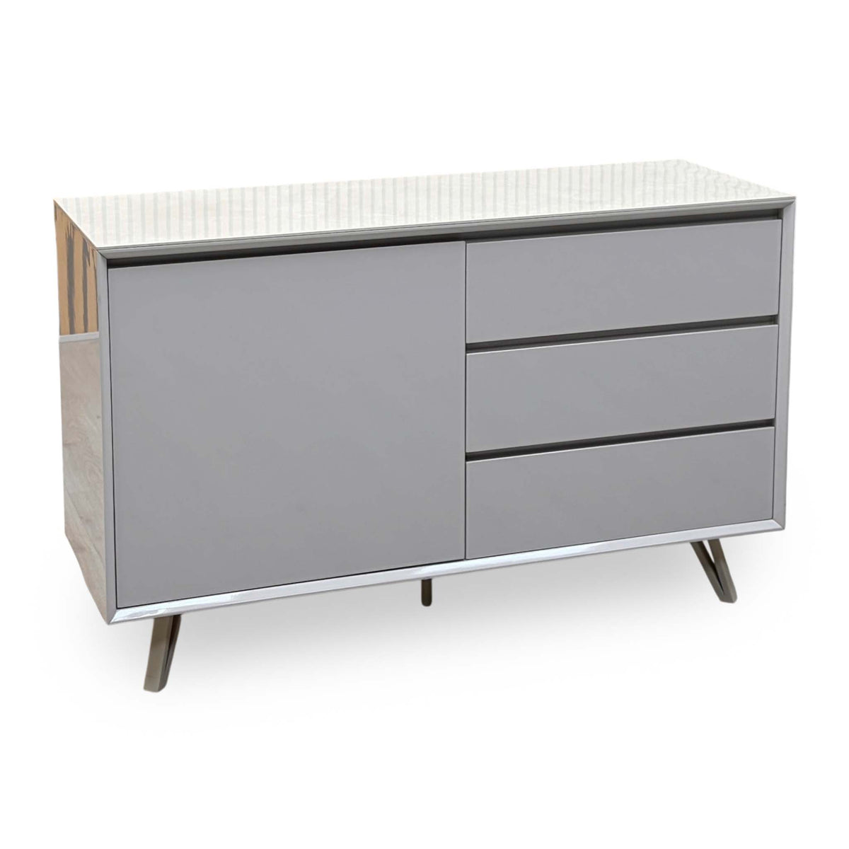 'Mirage’ Neutral Ceramic Top 1 Door 3 Drawer Sideboard