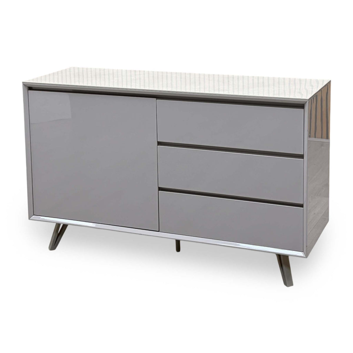 'Mirage’ Neutral Ceramic Top 1 Door 3 Drawer Sideboard