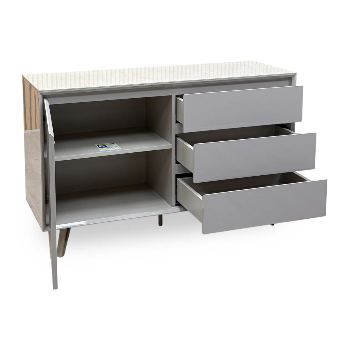 'Mirage’ Neutral Ceramic Top 1 Door 3 Drawer Sideboard