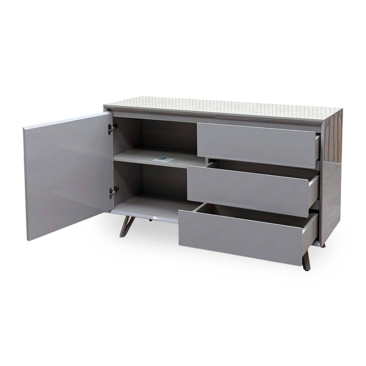 'Mirage’ Neutral Ceramic Top 1 Door 3 Drawer Sideboard