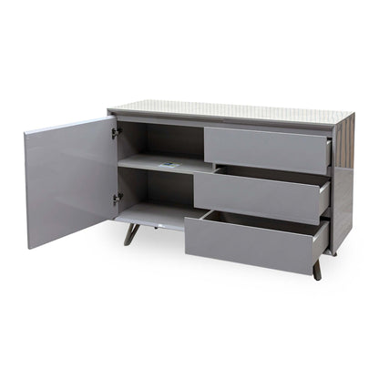 'Mirage’ Neutral Ceramic Top 1 Door 3 Drawer Sideboard