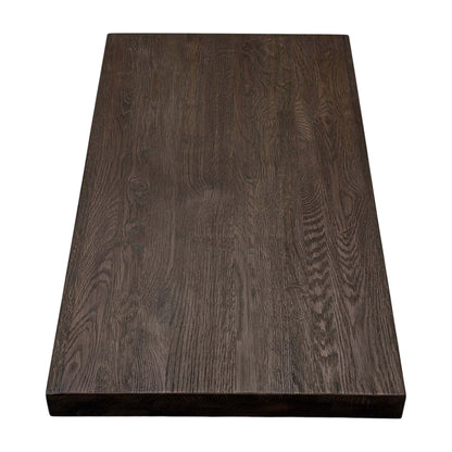 Mars dark oak 50cm extension leaf angled from above showing the thick solid oak edge