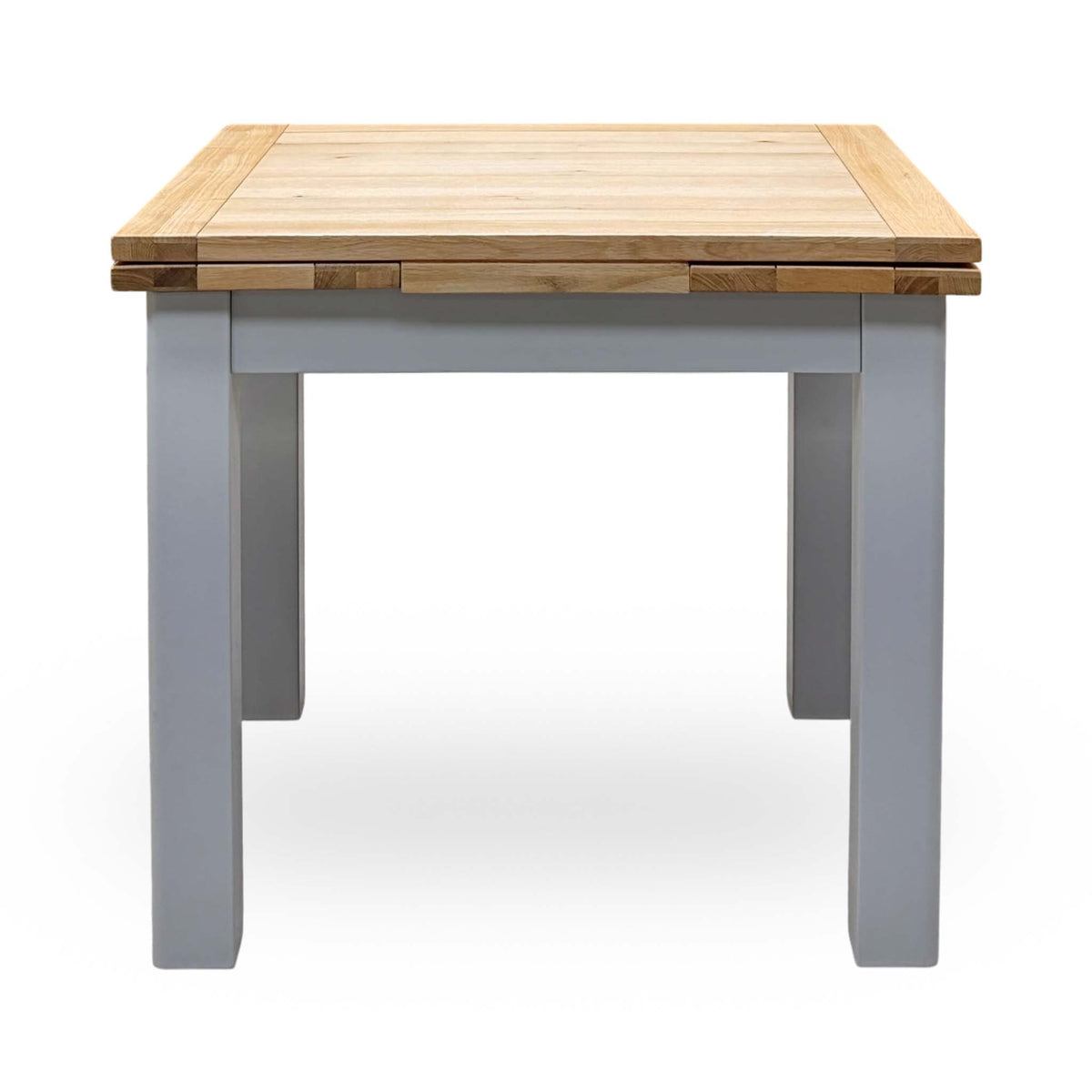 Lewis small draw leaf extending dining table, side view
