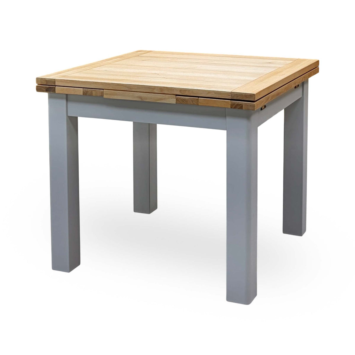 Lewis small draw leaf extending dining table, end view
