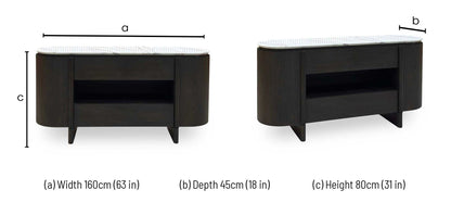 ‘Camino’ White Refined Marble and Ceramic Top 2 Door 2 Drawer Sideboard