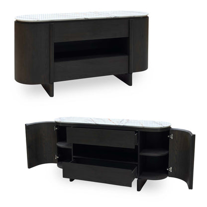 ‘Camino’ White Refined Marble and Ceramic Top 2 Door 2 Drawer Sideboard