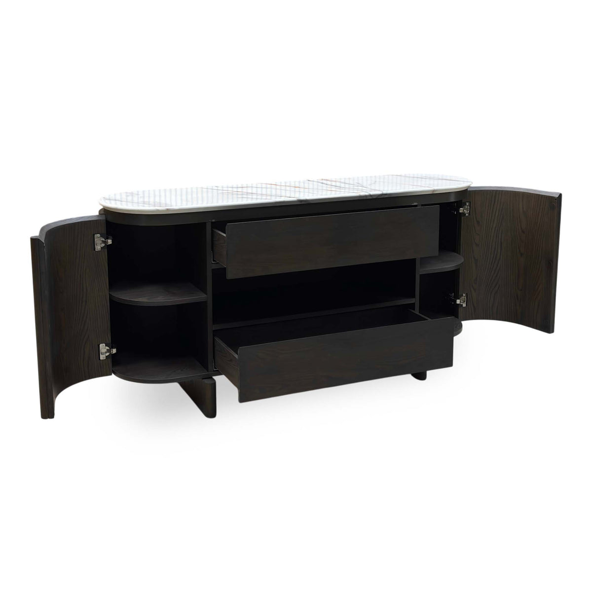 ‘Camino’ White Refined Marble and Ceramic Top 2 Door 2 Drawer Sideboard