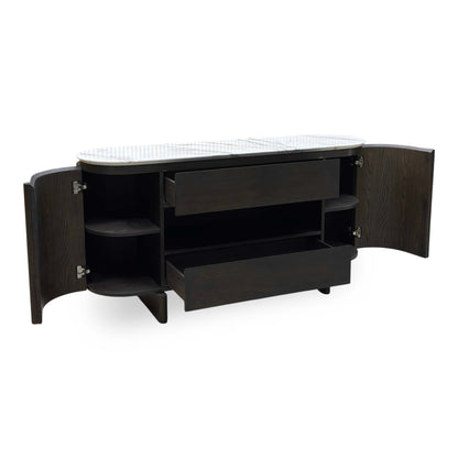 ‘Camino’ White Refined Marble and Ceramic Top 2 Door 2 Drawer Sideboard