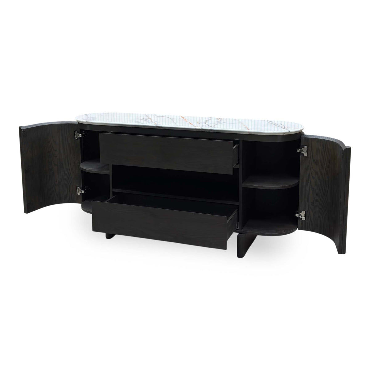 ‘Camino’ White Refined Marble and Ceramic Top 2 Door 2 Drawer Sideboard
