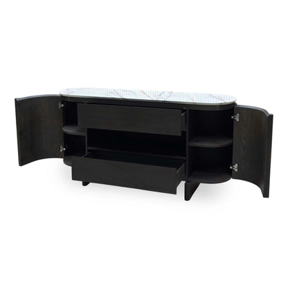 ‘Camino’ White Refined Marble and Ceramic Top 2 Door 2 Drawer Sideboard