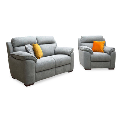 'Sander' Grey Fabric 2 Seater Sofa + Chair
