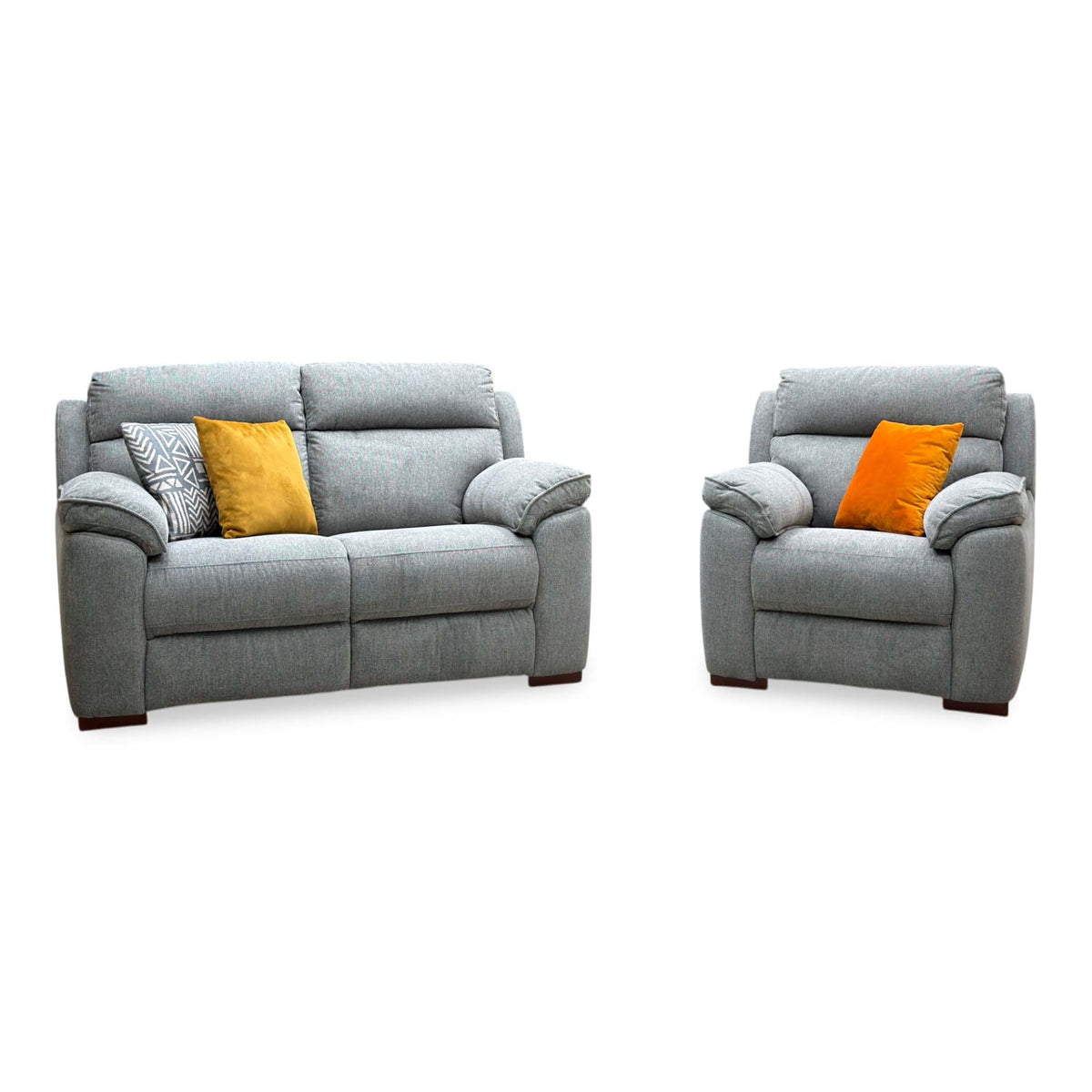 'Sander' Grey Fabric 2 Seater Sofa + Chair