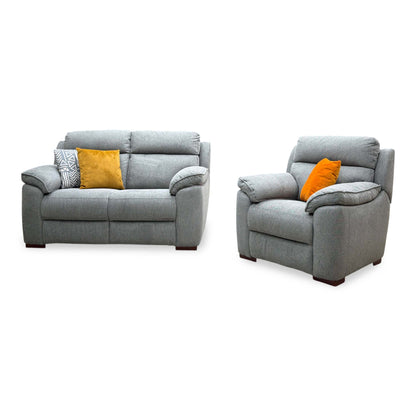 'Sander' Grey Fabric 2 Seater Sofa + Chair
