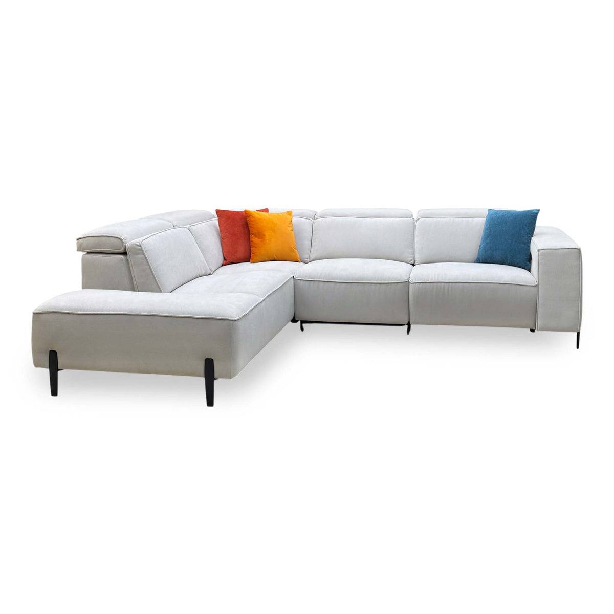 ‘San Antonio’ Light Grey Fabric Left Hand Facing Power Recliner Corner Group