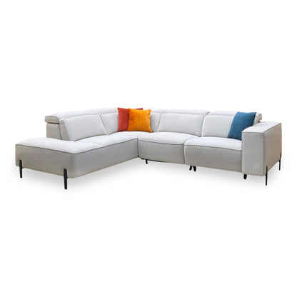 ‘San Antonio’ Light Grey Fabric Left Hand Facing Power Recliner Corner Group