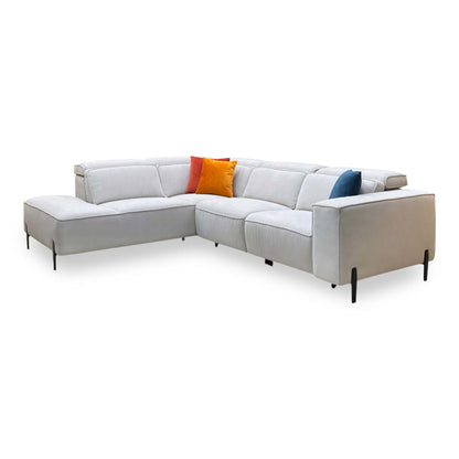 ‘San Antonio’ Light Grey Fabric Left Hand Facing Power Recliner Corner Group
