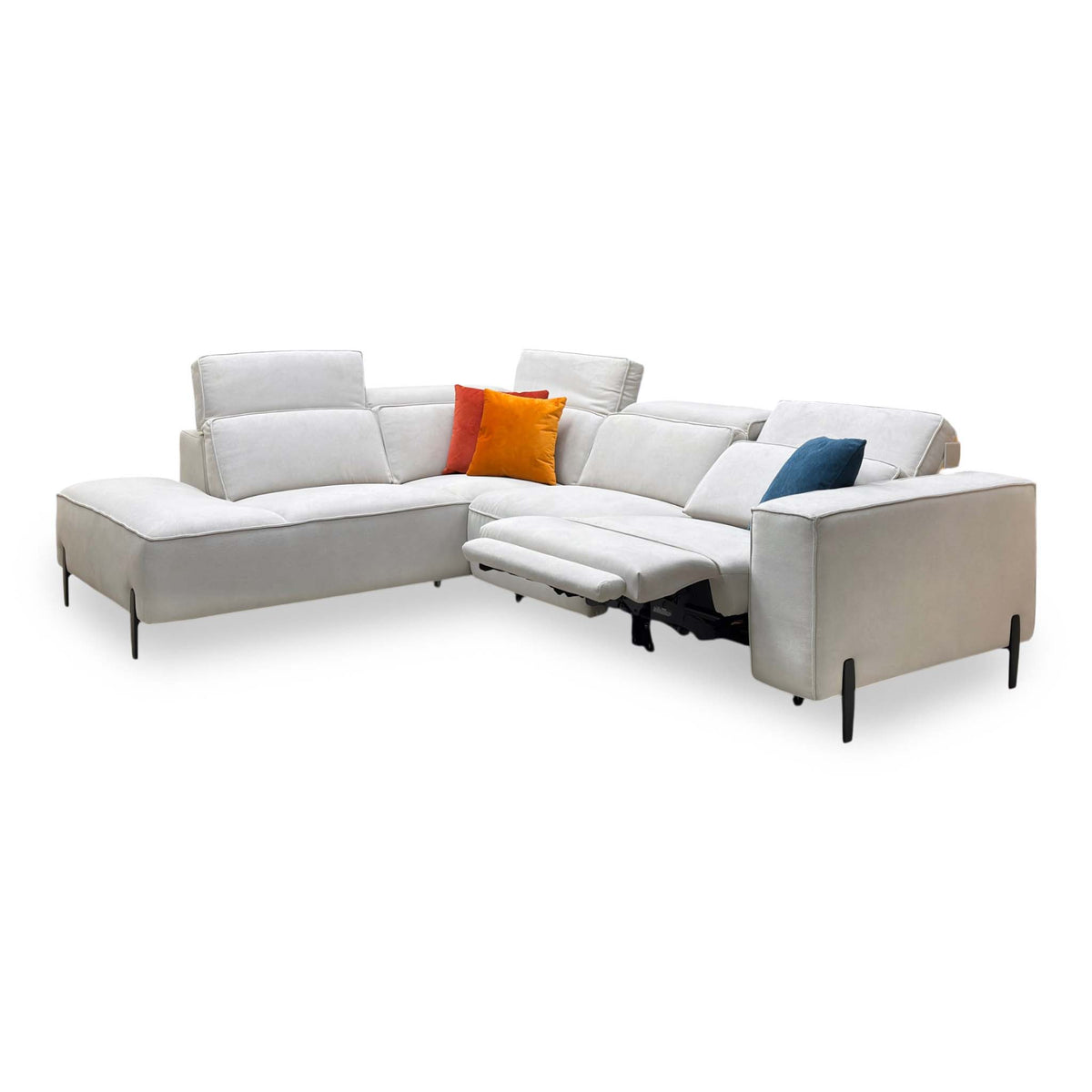 ‘San Antonio’ Light Grey Fabric Left Hand Facing Power Recliner Corner Group