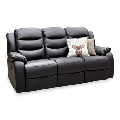 ‘Rothbury’ Chocolate Brown Luxury Faux Leather High Back 3 Seater Manual Recliner Sofa