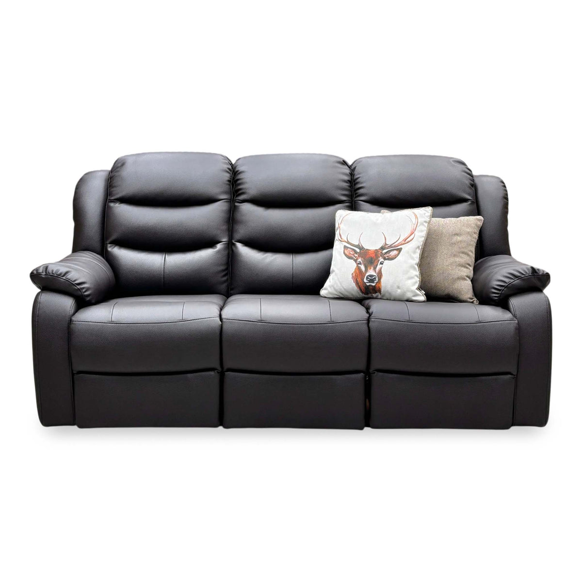 ‘Rothbury’ Chocolate Brown Luxury Faux Leather High Back 3 Seater Manual Recliner Sofa
