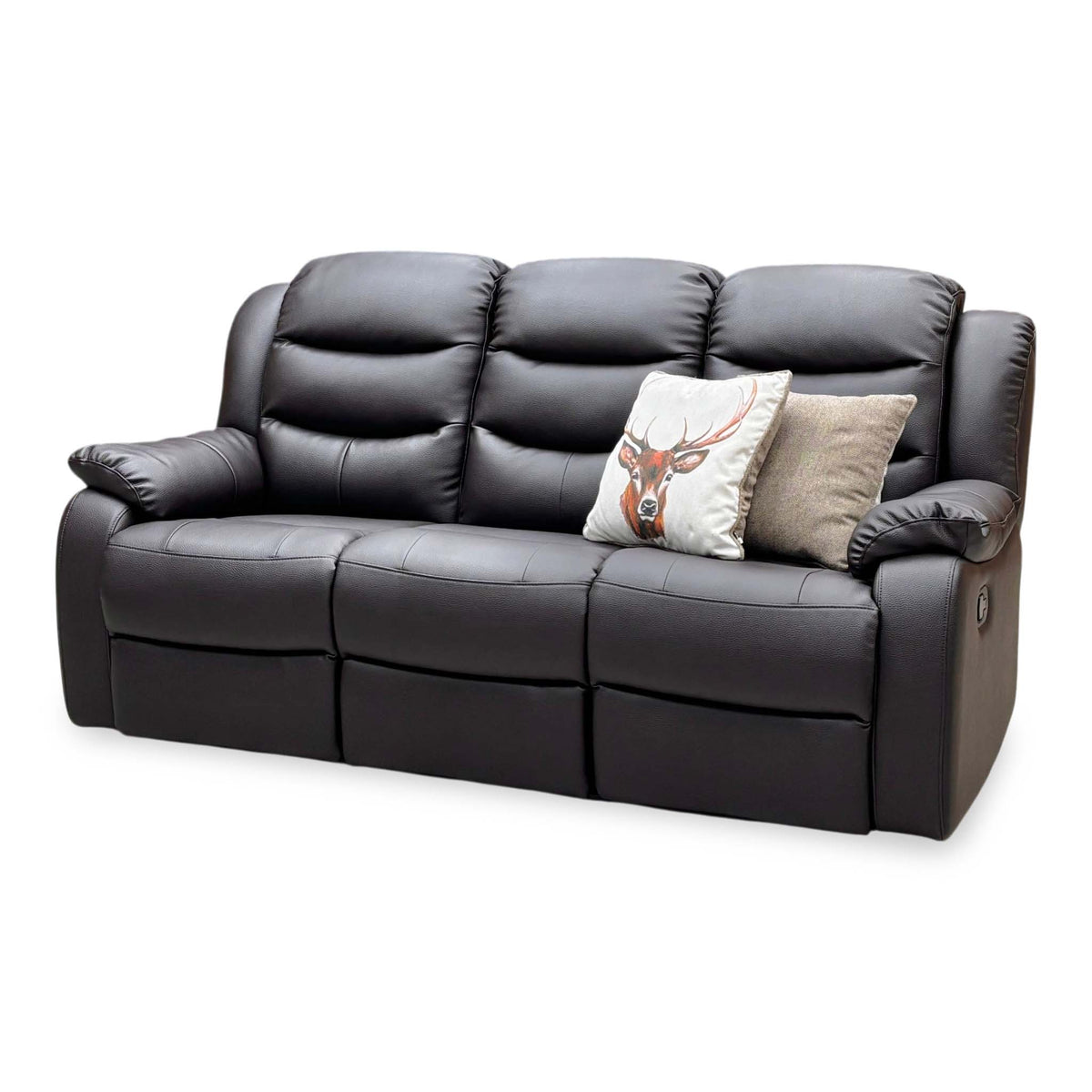 ‘Rothbury’ Chocolate Brown Luxury Faux Leather High Back 3 Seater Manual Recliner Sofa