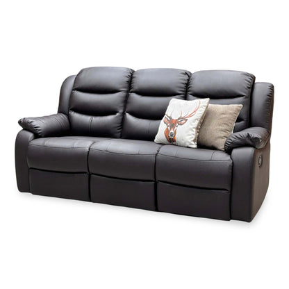 ‘Rothbury’ Chocolate Brown Luxury Faux Leather High Back 3 Seater Manual Recliner Sofa