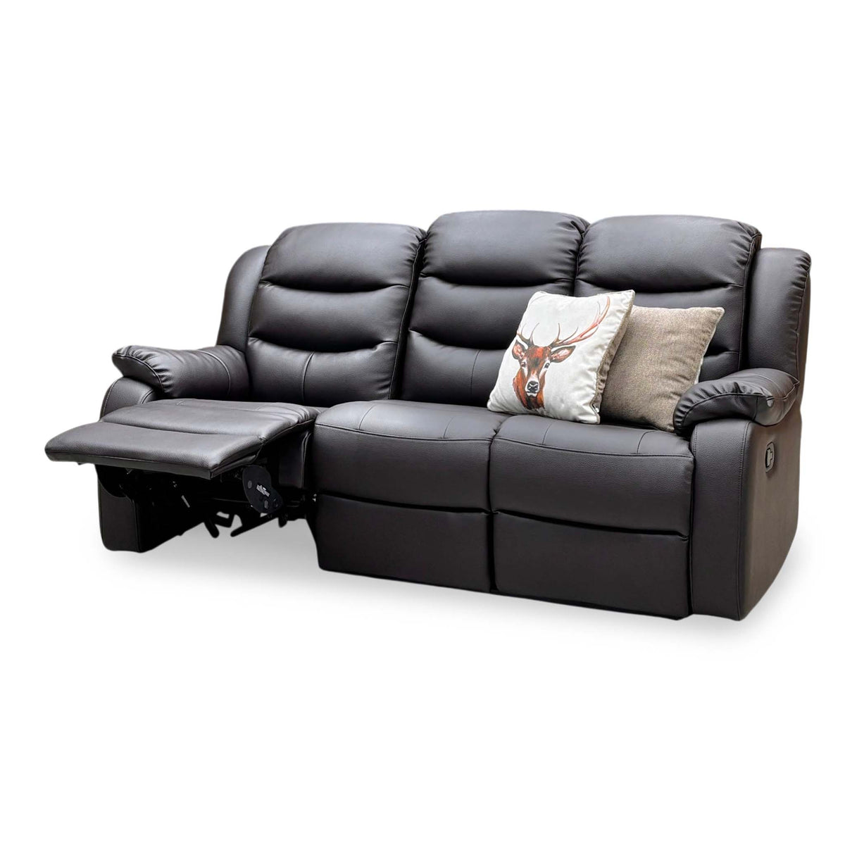 ‘Rothbury’ Chocolate Brown Luxury Faux Leather High Back 3 Seater Manual Recliner Sofa