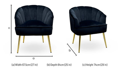 'Pettine' Black Velvet Fabric Accent Chair