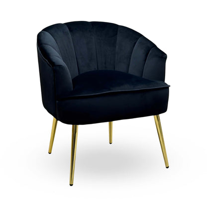 'Pettine' Black Velvet Fabric Accent Chair
