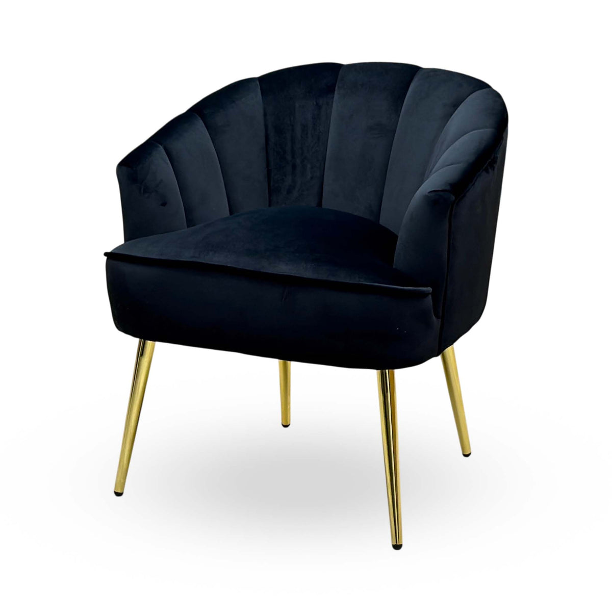 'Pettine' Black Velvet Fabric Accent Chair