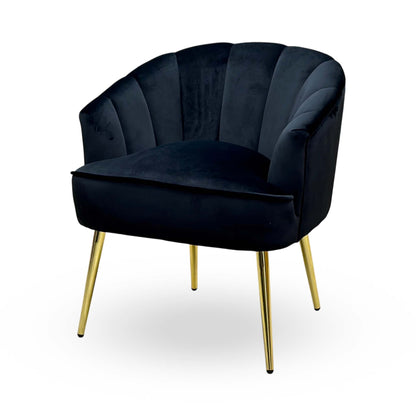 'Pettine' Black Velvet Fabric Accent Chair