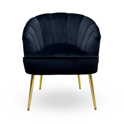 'Pettine' Black Velvet Fabric Accent Chair