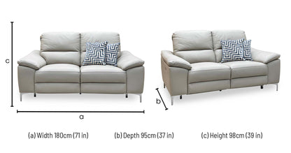 ‘Pavillion' Soft Grey Leather:Faux Leather 2 Seater Power Recliner Sofa
