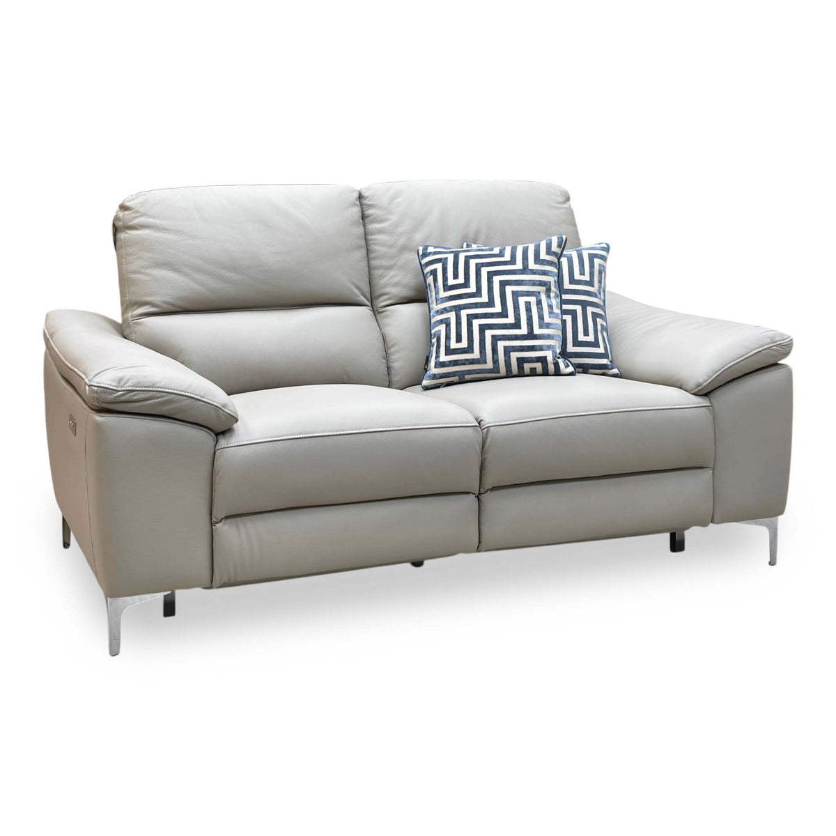 ‘Pavillion' Soft Grey Leather:Faux Leather 2 Seater Power Recliner Sofa