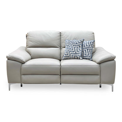 ‘Pavillion' Soft Grey Leather:Faux Leather 2 Seater Power Recliner Sofa