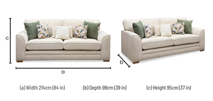 ‘Kaluna’ Natural Fabric 3 Seater Sofa