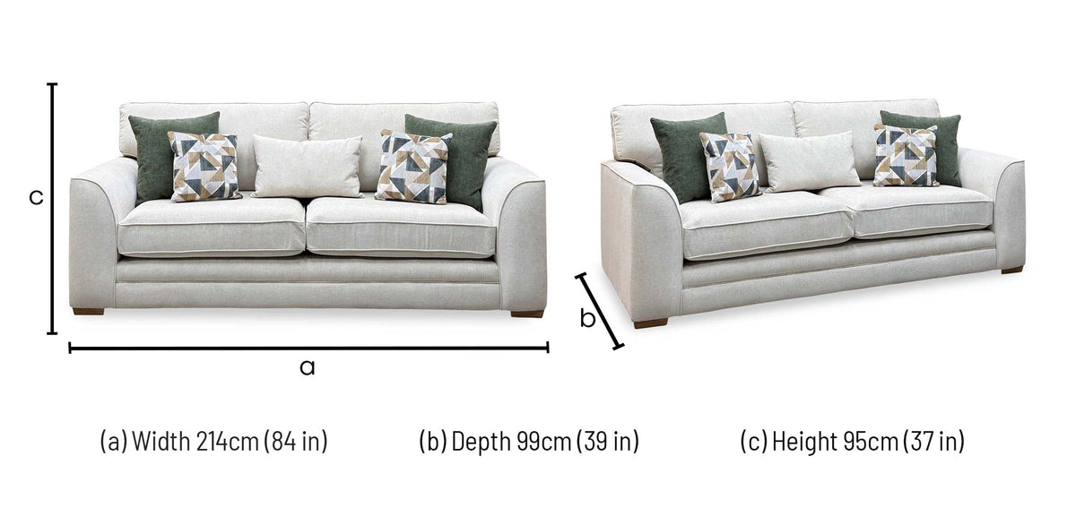 Kaluna 3 seater sofa dimensions: width 214cm, depth 99cm, height 95cm