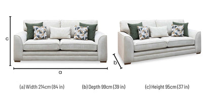 Kaluna 3 seater sofa dimensions: width 214cm, depth 99cm, height 95cm