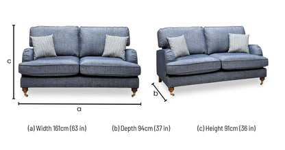 Bay navy blue fabric 2 seater sofa dimensions: width 161cm, depth 94cm, height 91cm