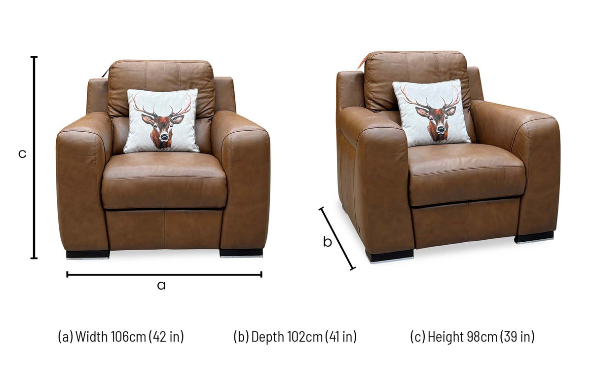 Marinelli Viali bark brown leather recliner chair dimensions: width 106cm, depth 102cm, height 98cm
