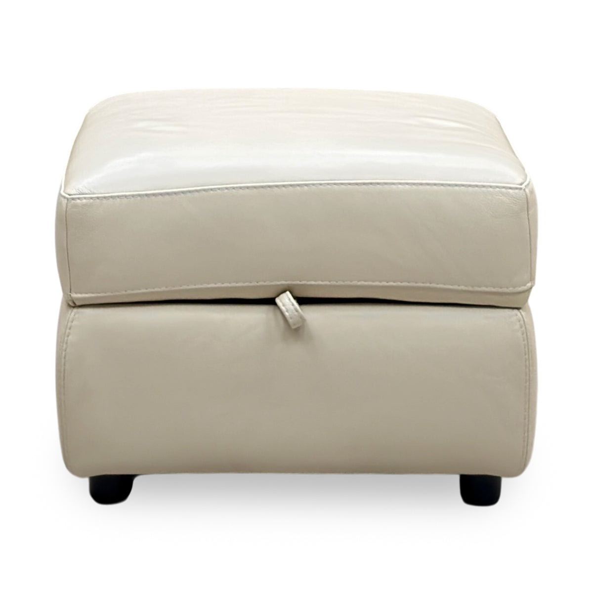 World of Leather ‘Touch’ Bv-862c Bisque Cream Leather Storage Footstool