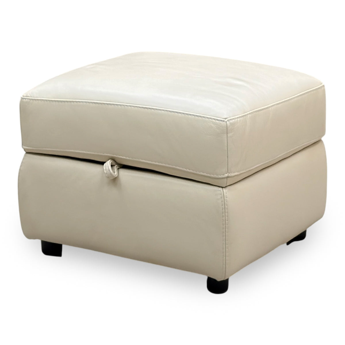 World of Leather ‘Touch’ Bv-862c Bisque Cream Leather Storage Footstool