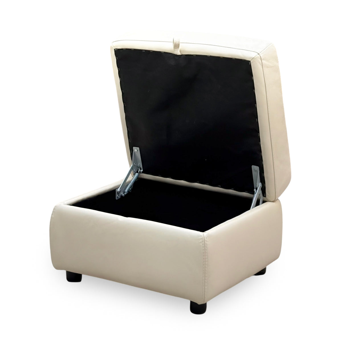 World of Leather ‘Touch’ Bv-862c Bisque Cream Leather Storage Footstool