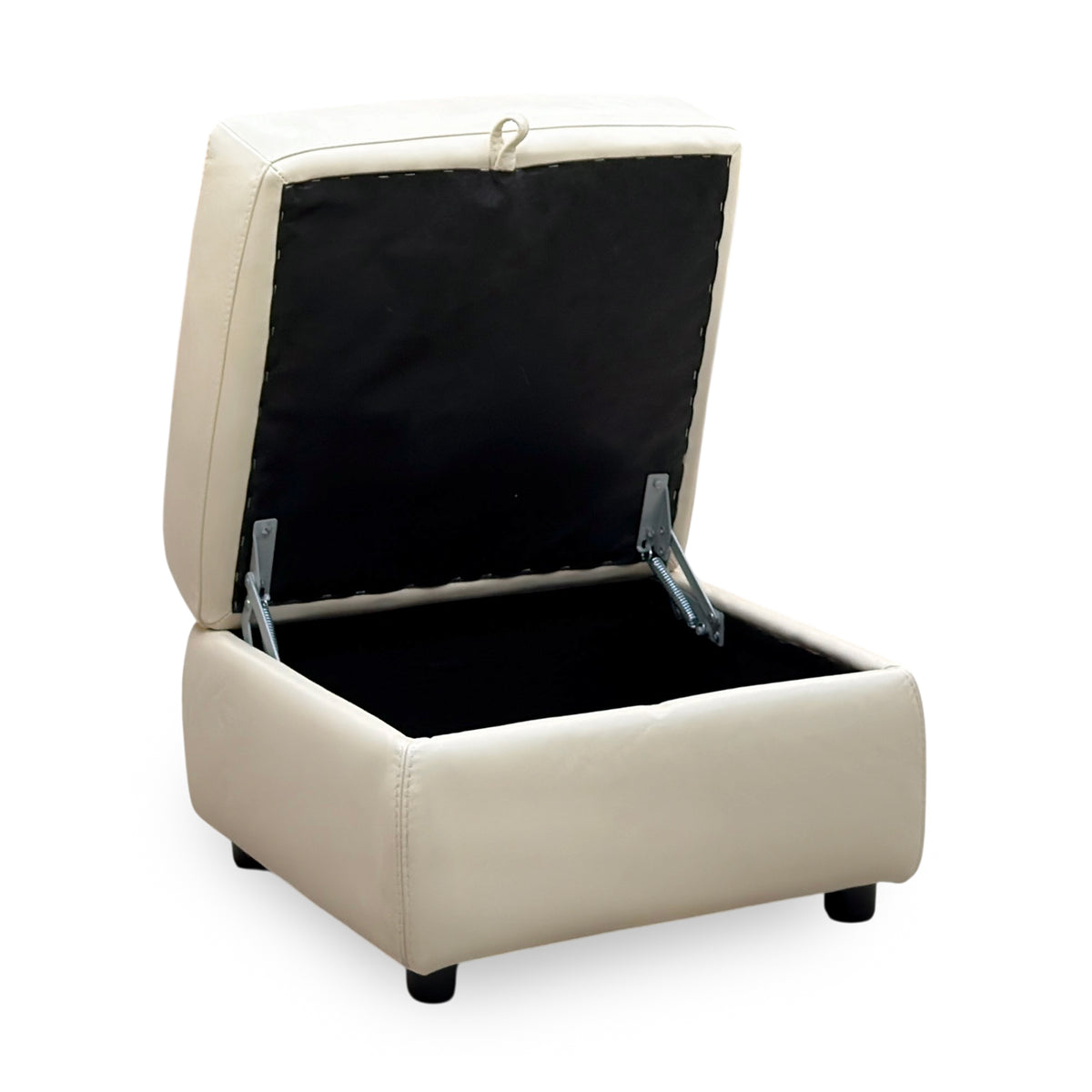 World of Leather ‘Touch’ Bv-862c Bisque Cream Leather Storage Footstool