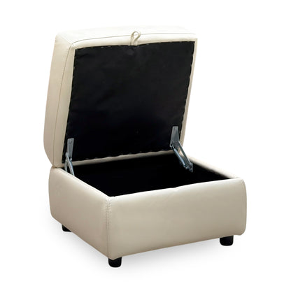World of Leather ‘Touch’ Bv-862c Bisque Cream Leather Storage Footstool
